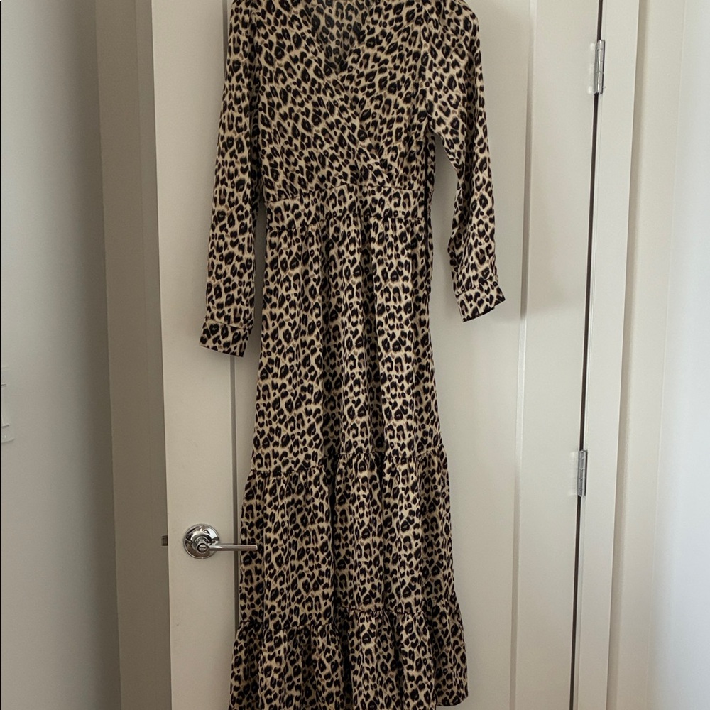 SUNCOO Leopard Print Long Sleeve Dress